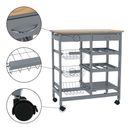 Tálalókocsi, szürke/természetes, BARABE