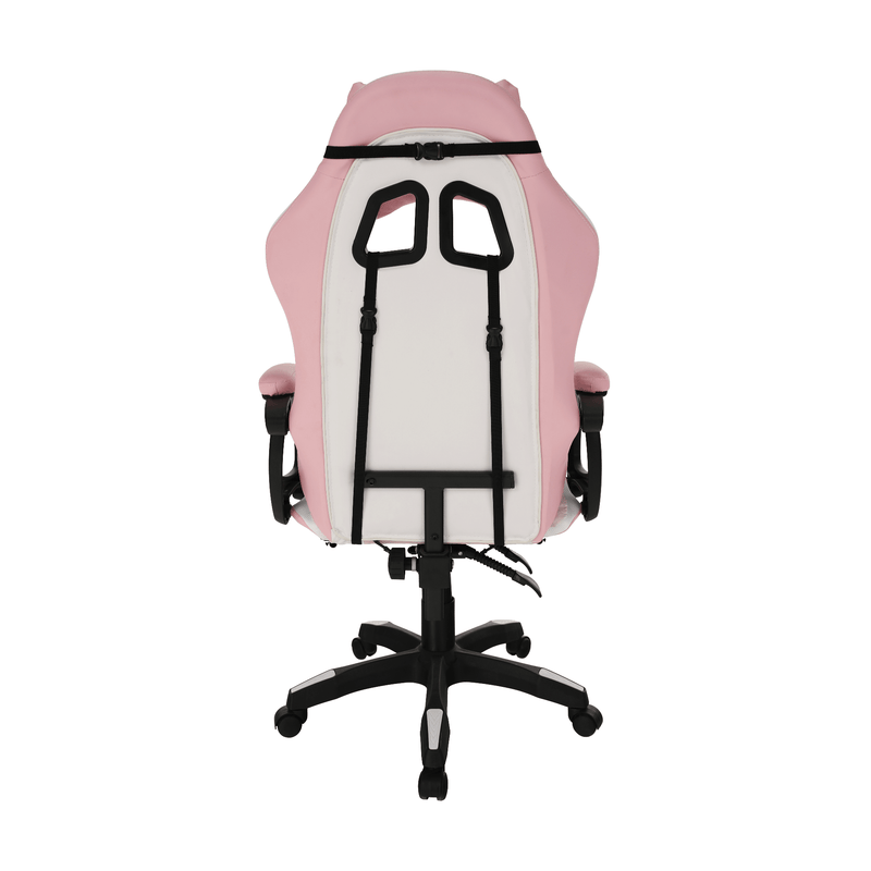 Irodai/gamer szék RGB LED világítással, rózsaszín/fehér, JOVELA