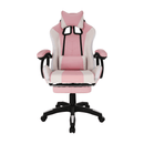 Irodai/gamer szék RGB LED világítással, rózsaszín/fehér, JOVELA