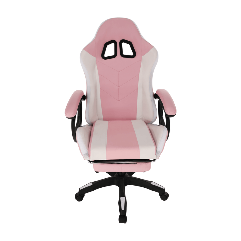 Irodai/gamer szék RGB LED világítással, rózsaszín/fehér, JOVELA
