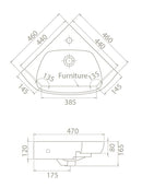 CeraStyle ARDA - SAROKBA építhető - porcelán mosdókagyló - 46 x 46 cm