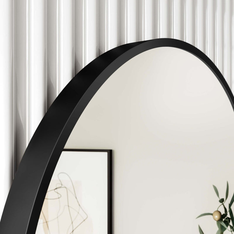 TMP IRON fürdőszobai tükör - FEKETE keret - kerek - 90 cm