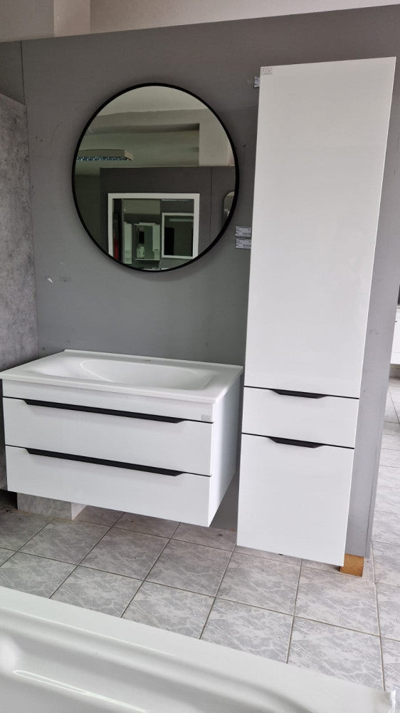 TMP IRON fürdőszobai tükör - FEKETE keret - kerek - 90 cm