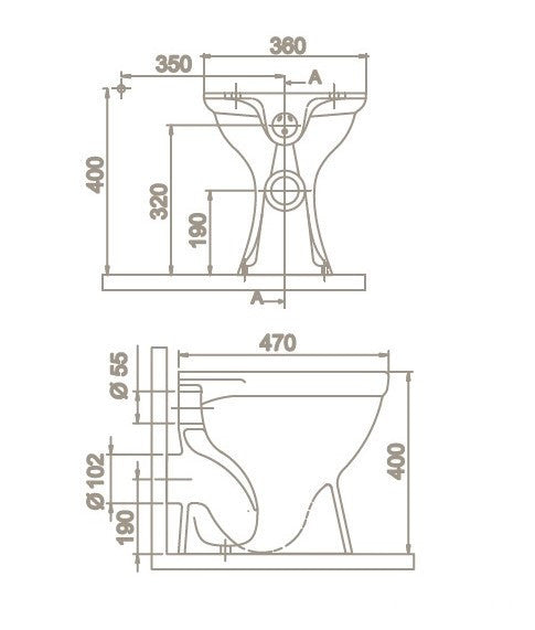 CeraStyle WC csésze - padlón álló - porcelán - mély öblítésű - HÁTSÓ kifolyású