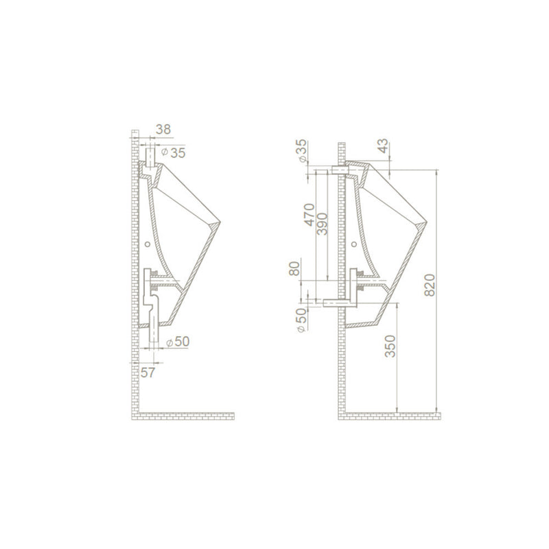 CeraStyle CITY - PISZOÁR - porcelán - FELSŐ vízbekötésű - szifonnal - 55 cm x 32 cm