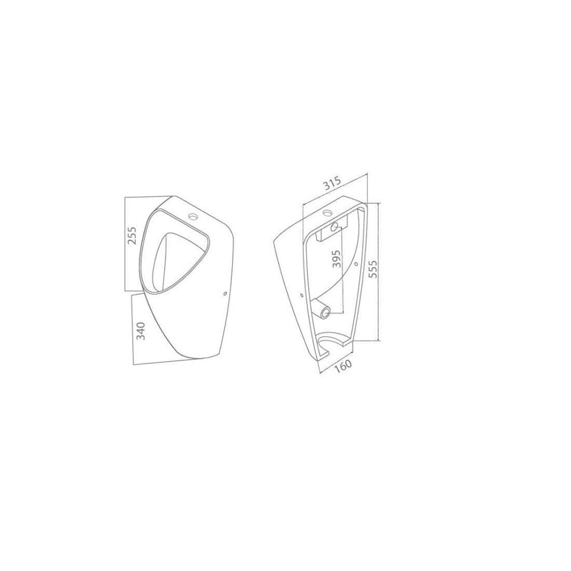 CeraStyle CITY - PISZOÁR - porcelán - FELSŐ vízbekötésű - szifonnal - 55 cm x 32 cm