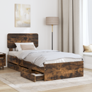 vidaXL Ágykeret fiókkal tárolóval Füstölt Tölgy 75 x 190 cm Mérnöki fa