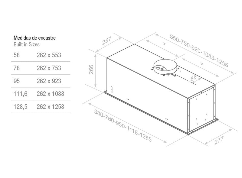 Pando EVO/1116 inox SEC beépíthető páraelszívó
