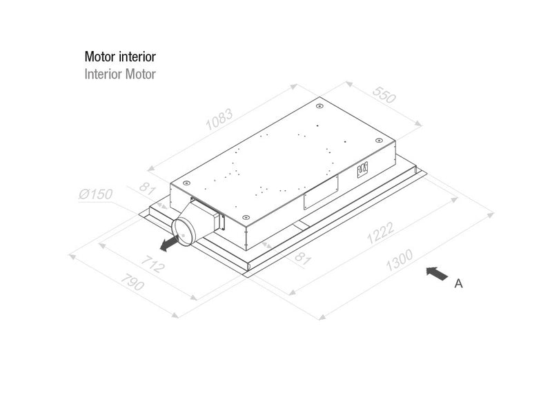 Pando E-250/130 inox ECO mennyezeti páraelszívó
