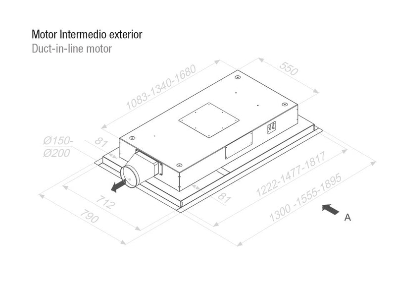 Pando E-250/130 inox ECO mennyezeti páraelszívó