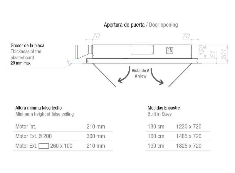 Pando E-250/130 inox ECO mennyezeti páraelszívó