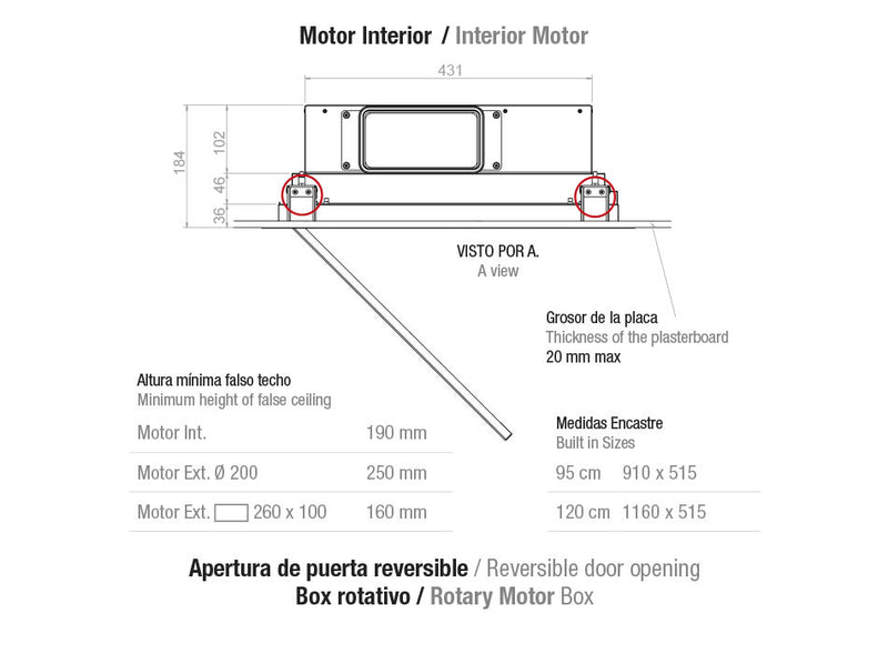 Pando E-297/950X560 CRISTAL BL 1130E mennyezeti páraelszívó