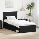 vidaXL Ágykeret fejtámlával Fekete 90 x 200 cm Tömör fenyőfa