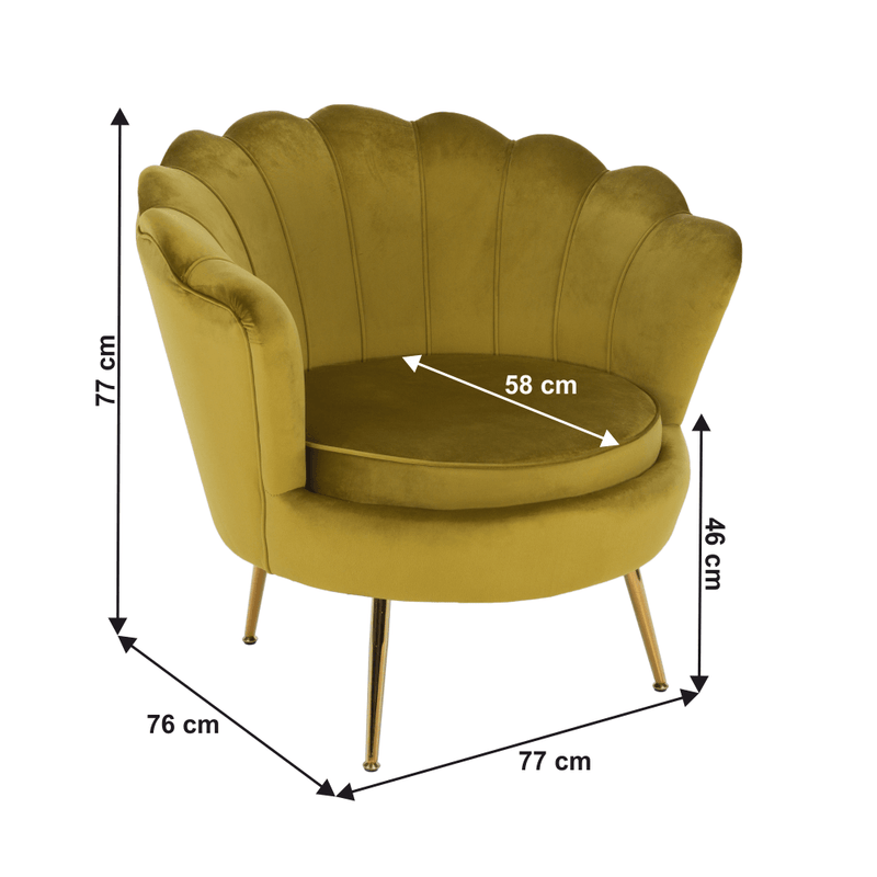 Fotel Art-deco stílusban, mustár színű Velvet anyag/gold chróm-arany, NOBLIN