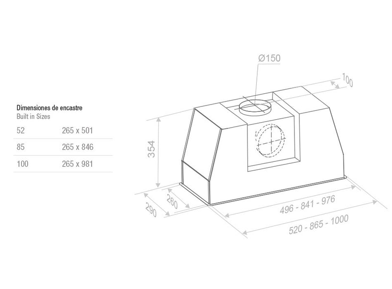 Pando PRO/85inox beépíthető páraelszívó  SEC PLUS