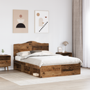 vidaXL Ágykeret fejtámlával Öreg fa 140 x 190 cm Tömör fenyőfa