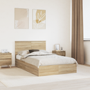 vidaXL Tárolós Ágy fejtámlával Sonoma tölgy 135 x 190 cm Faanyag