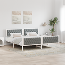 vidaXL Ágykeret fejtámlával Világosszürke 200 x 200 cm Tömör fenyőfa