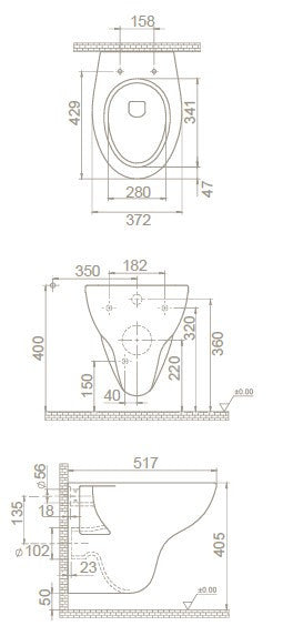 CeraStyle LILA fali WC - mély öblítés