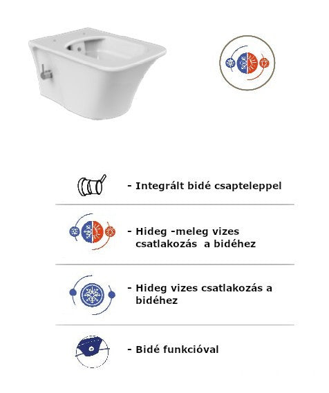 CeraStyle IBIZA fali WC - BEÉPÍTETT bidé funkcióval - rimless - perem nélküli - mély öblítés
