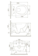 CeraStyle CITY fali WC - perem nélküli - rimless - rejtett szerelésű - mély öblítés - 53 cm