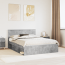 vidaXL Ágykeret fejtámlával Beton Szürke 150 x 200 cm Tömör fenyőfa