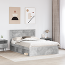 vidaXL Ágykeret fejtámlával tárolóval Beton 140 x 190 cm Tömör fenyőfa