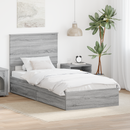 vidaXL Tárolós Ágy fejtámlával Szürke Sonoma 75 x 190 cm Faanyag