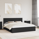 vidaXL Ágykeret fiókkal fejtámlával Fekete 180 x 200 cm Mérnöki Fa