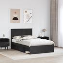 vidaXL Ágykeret fejtámlával fiókkal Fekete 135 x 190 cm Tömör fenyőfa