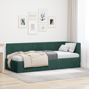vidaXL Sarokágy keret fejtámlával Sötétzöld 80 cm x 200 cm Bársony