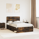 vidaXL Ágykeret fejtámlával Füstölt tölgy 120 x 190 cm Tömör fenyőfa
