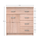 Komód 1D4S, sonoma tölgy, TOPTY TYP 20