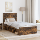 vidaXL Ágykeret fejtámlával Füstölt tölgy 90 x 190 cm Tömör fenyőfa