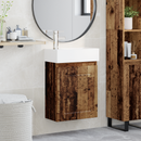 vidaXL Fürdőszoba kádasztal csapteleppel Antik Fa 45,5 x 22,5 x 84 cm