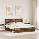 vidaXL Ágykeret fejtámlával Füstölt tölgy 180 x 200 cm Tömör fenyőfa
