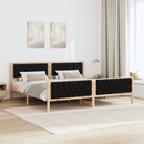 vidaXL Ágykeret fejtámlával Fekete 200 x 200 cm Tömör fenyőfa