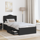 vidaXL Ágykeret fejtámlával fiókkal Fekete 100 x 200 cm Faanyag