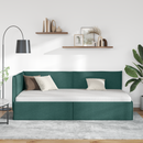 vidaXL Sarokágy keret fejtámlával Sötétzöld 100 x 200 cm szövet