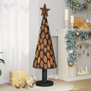 vidaXL Karácsonyfa állvánnyal Barna 149 cm Tömör tíkfa