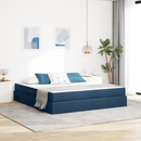 vidaXL Ágy tárolóval és matraccal Kék 160 x 200 cm Poliészter