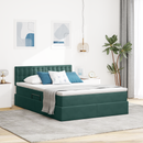 vidaXL LED tárolós ágy matraccal Sötétzöld 140 x 200 cm Bársony