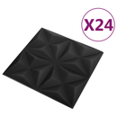 vidaXL Fali panelek 24 pcs Origami Fekete 50 x 50 cm XPS Hab
