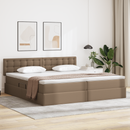 vidaXL Ágy tárolóval és LED lámpával Világosszürke 200 x 200 cm Műbőr