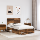 vidaXL Ágykeret fejtámlával fiókkal Öreg fa 120 x 190 cm Faanyag