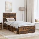 vidaXL Ágykeret fejtámlával Füstölt tölgy 90 x 190 cm Tömör fenyőfa