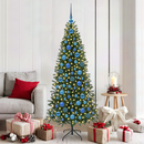 vidaXL Karácsonyi Díszgömb Készlet 300 LED-del 120 pcs Kék Műanyag