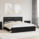 vidaXL Ágykeret fejtámlával Fekete 200 x 200 cm Tömör fenyőfa