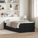 vidaXL Ágykeret fiókkal Fekete tölgy 100 x 200 cm Tömör fenyőfa