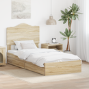 vidaXL Tárolós Ágy fejtámlával Sonoma tölgy 90 x 190 cm Faanyag